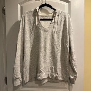 Lou & Grey Light Gray Hooded Pullover Sweatshirt